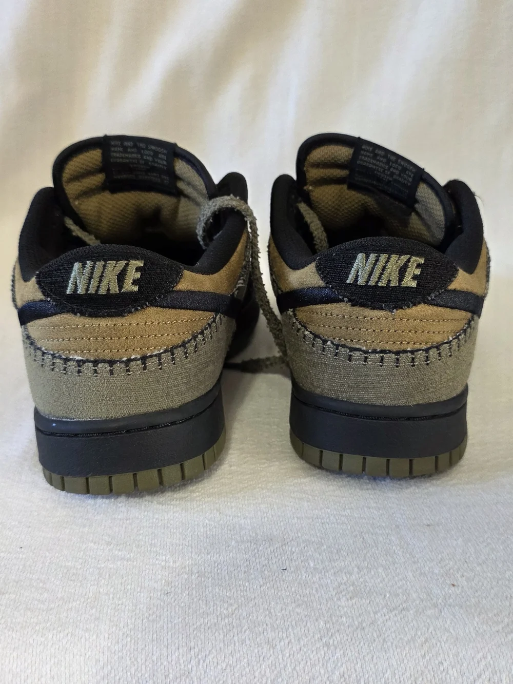 Nike Dunk Low Retro Camo Olive Suede Sneakers Size 9.5